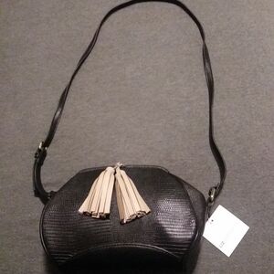 New Fringe Liz Claiborne Ruby Crossbody Bag Black Compartments JcPenney Vintage